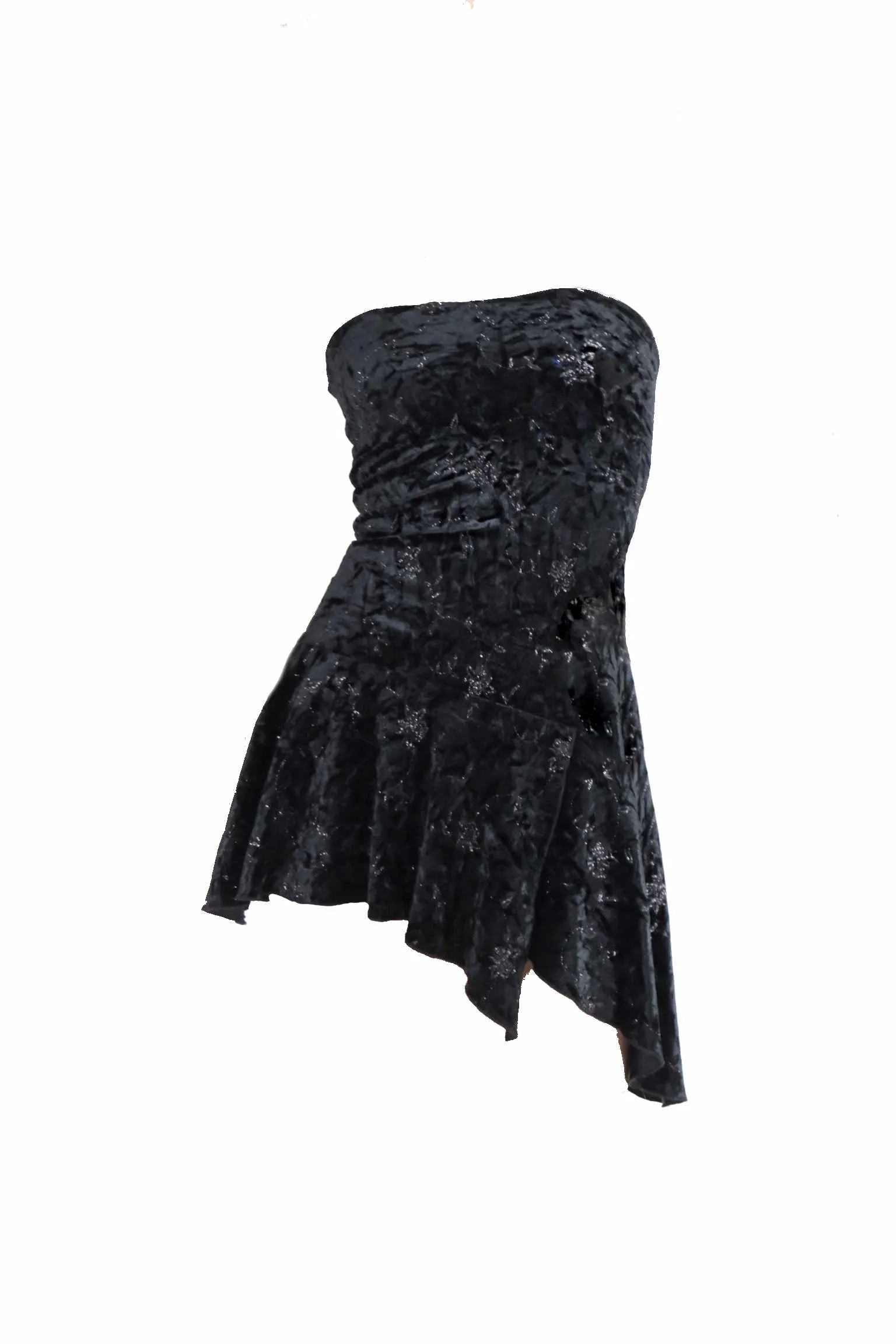 Velvet Noir Asymmetrical Mini Dress