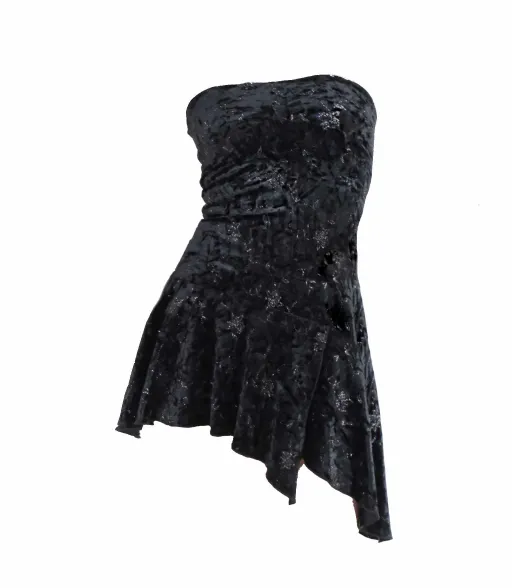 Velvet Noir Asymmetrical Mini Dress