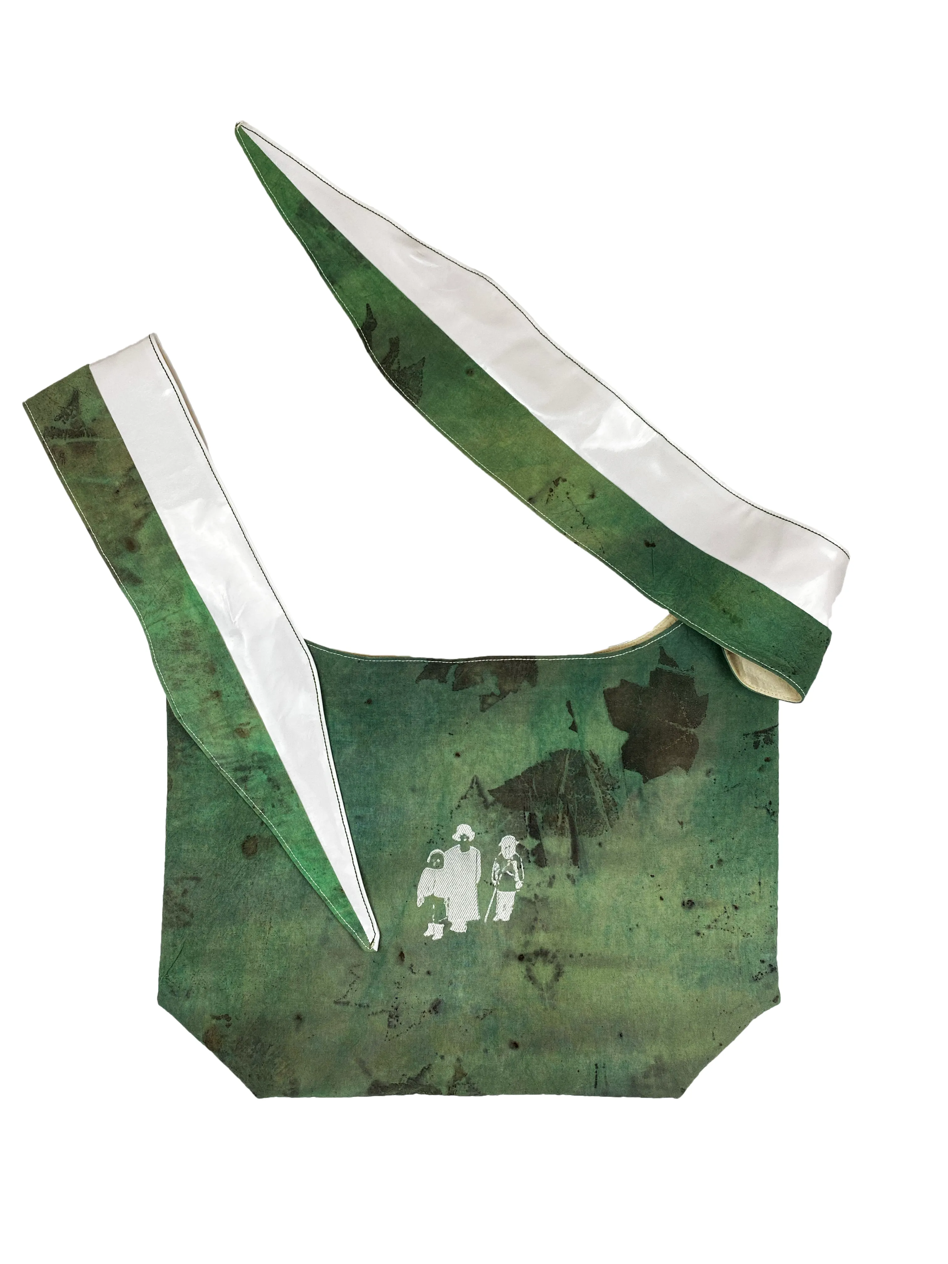 Tsuno bag Eco-print vert / spendax blanc