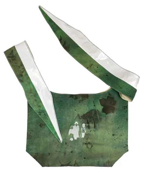 Tsuno bag in green Eco-print / white spendax