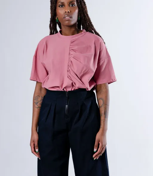 "Astrid" T-shirt oversize (Rose poudré)