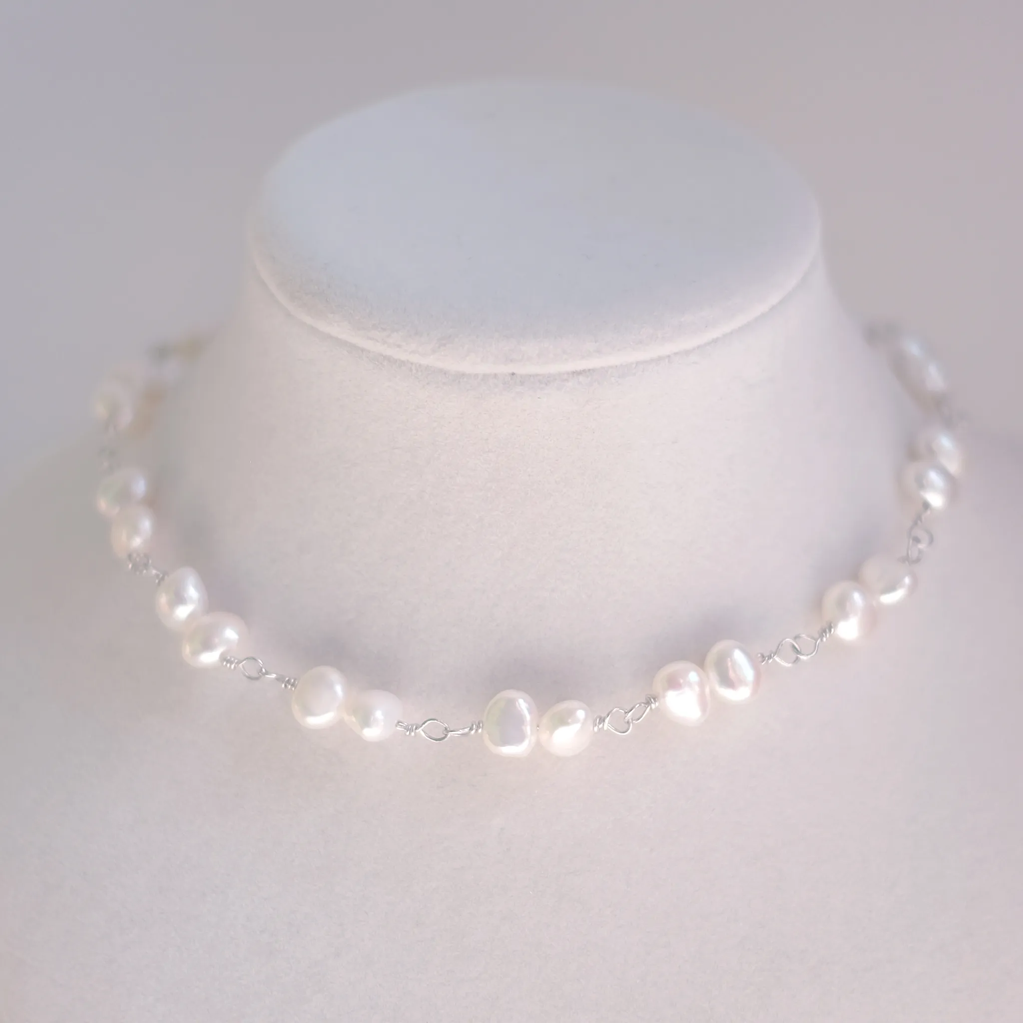 Sterling silver choker with pearls
