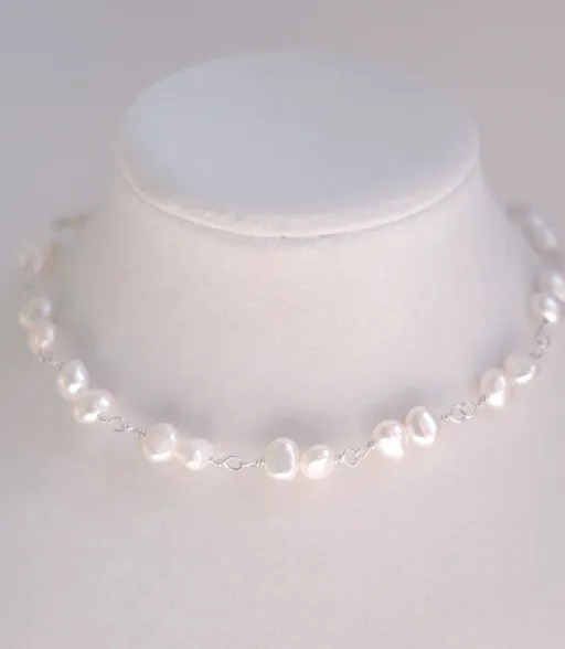 Sterling silver choker with pearls