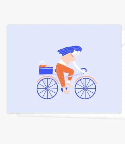 Carte de souhait - Vélo mauve
