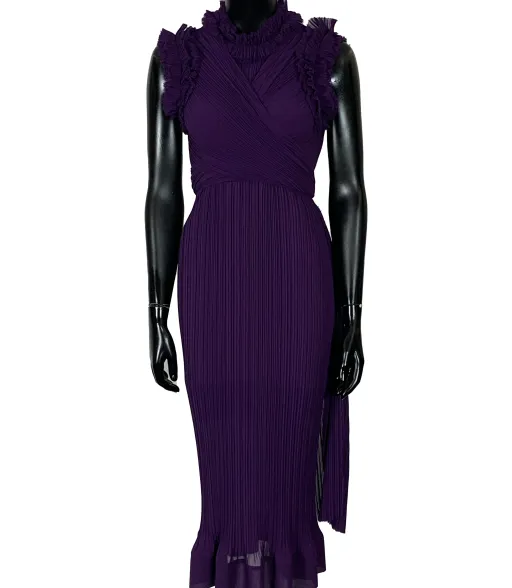 VERSATILE PLEATED CHIFFON WRAP DRESS