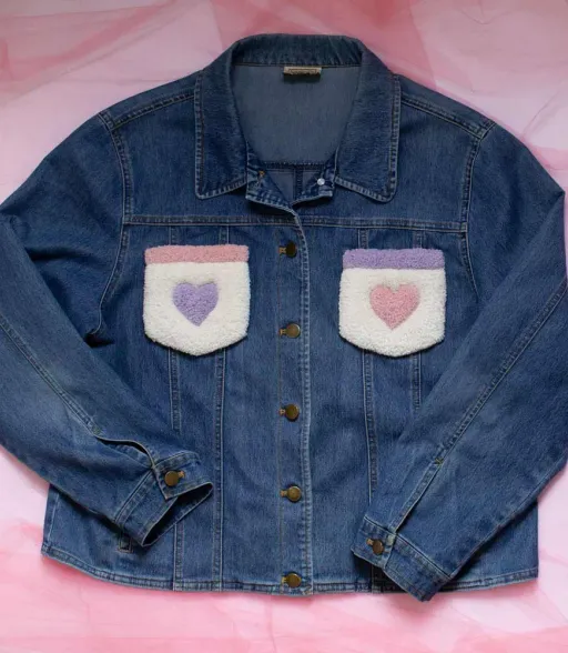 Upcycled Denim Jacket with Rugs