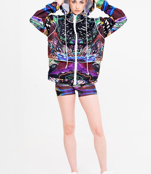 Abstract Butterfly Print Hoodie Mirror Effect 