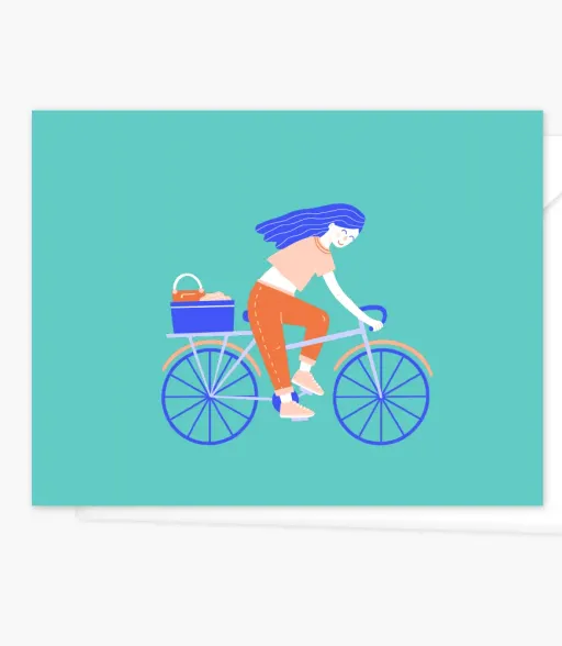 Carte de souhait - Vélo vert