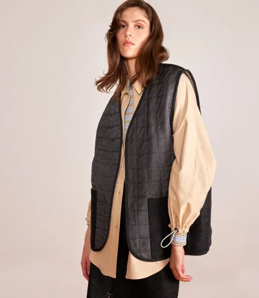 BOSSA grey and black sleeveless jacket