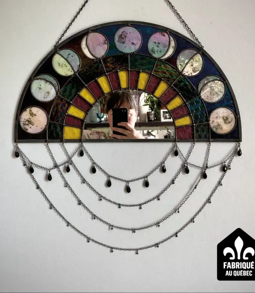 Moon Phases Mirror - Modern stained glass