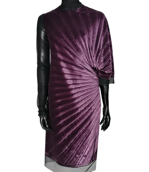 ASYMETRIC VELVET / SEQUIN PLEATED DRESS