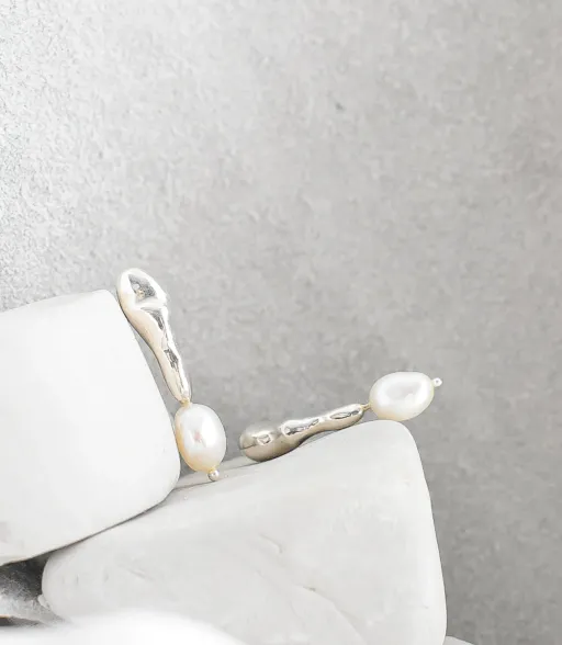 Boucles d'oreilles - Ice avec perles Keshi