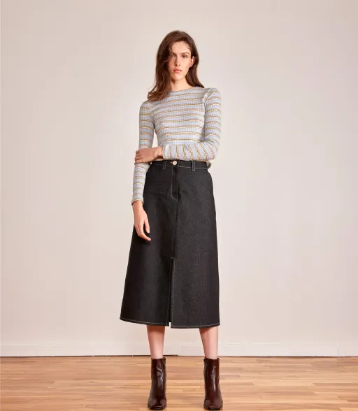 NITA black denim skirt