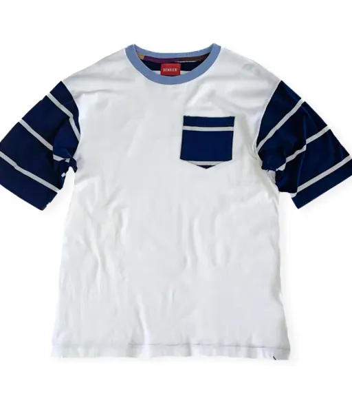 Pocket T-Shirt - White / Dark blue