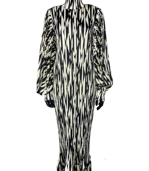 PLEATED ' OPT ART ' DRESS
