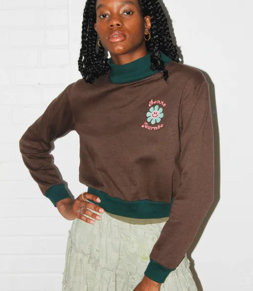 Studio Citizen Bonne Journée Sweater in Brown and Forrest Green