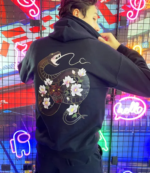 Hoodie Snake Black Sakura