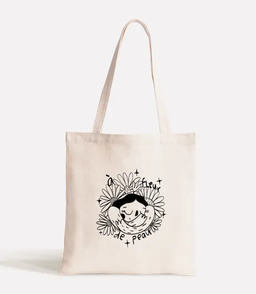 100% cotton reusable bag "À fleur de peau"