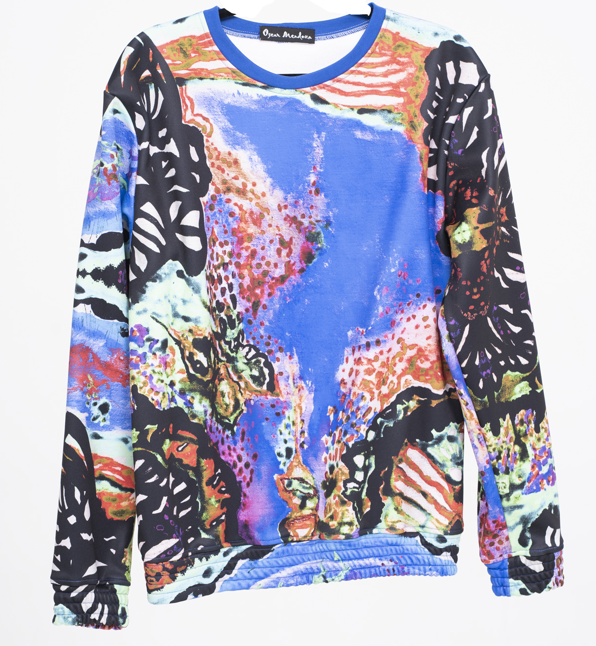 Fleece Abstract Butterflies Print Crewneck