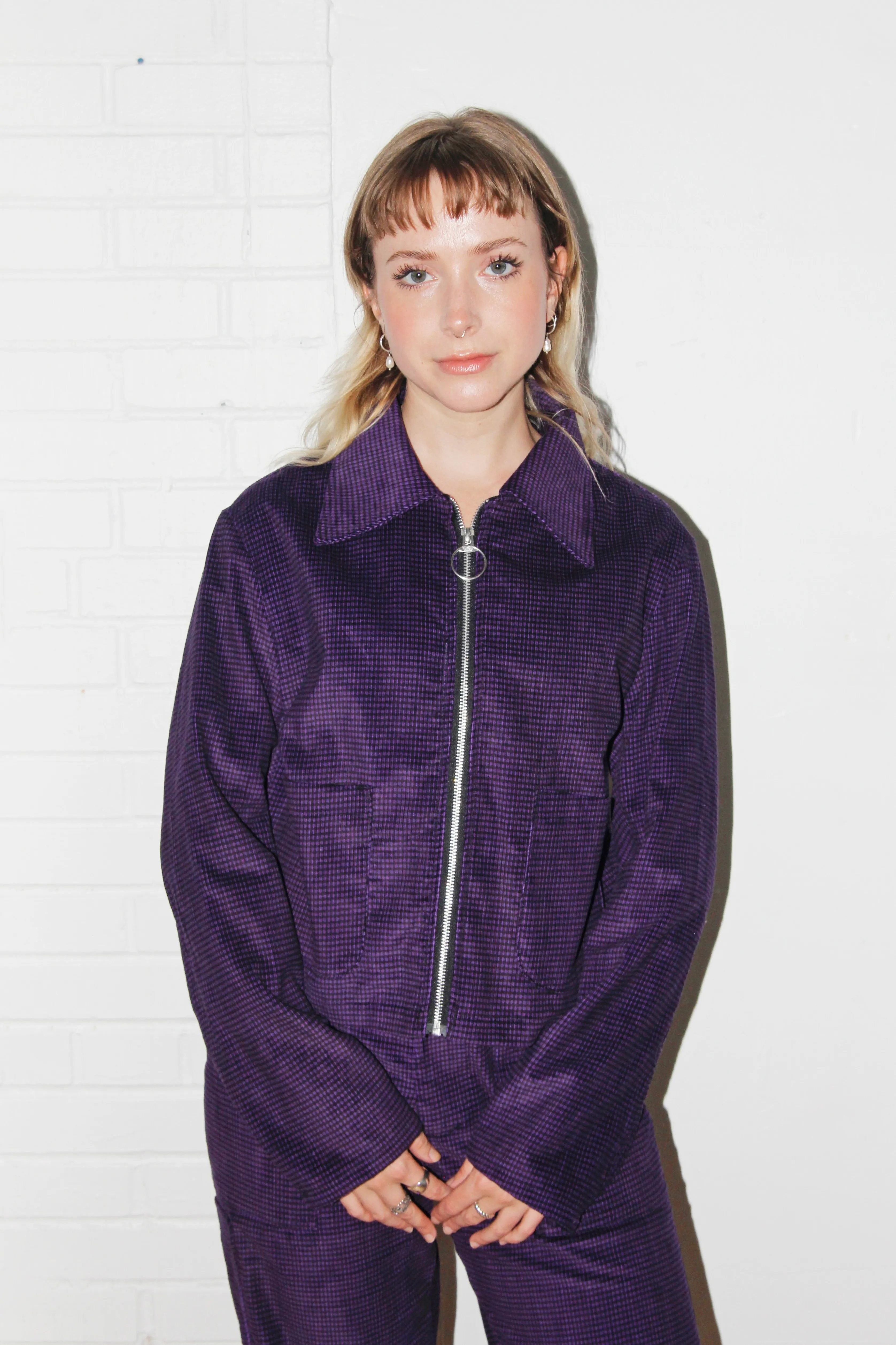 Studio Citizen Zipper Jacket in Purple Corduroy