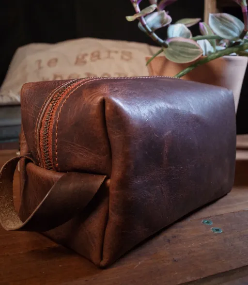 Dark brown toiletry bag