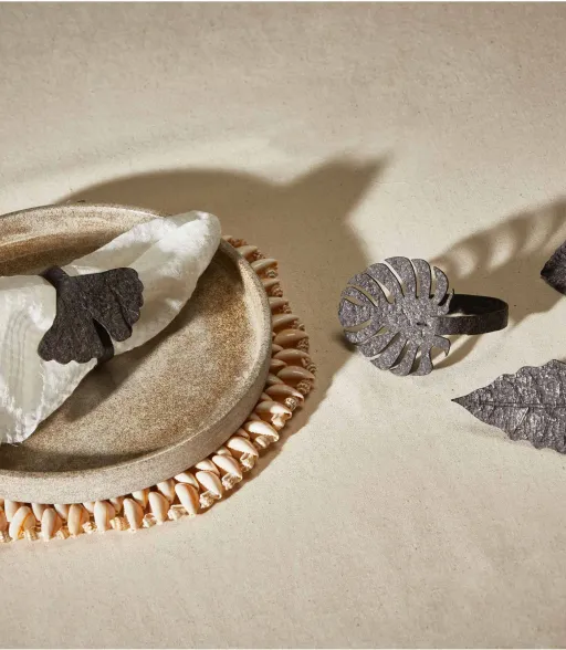 SISTAN leaf napkin rings set of 4