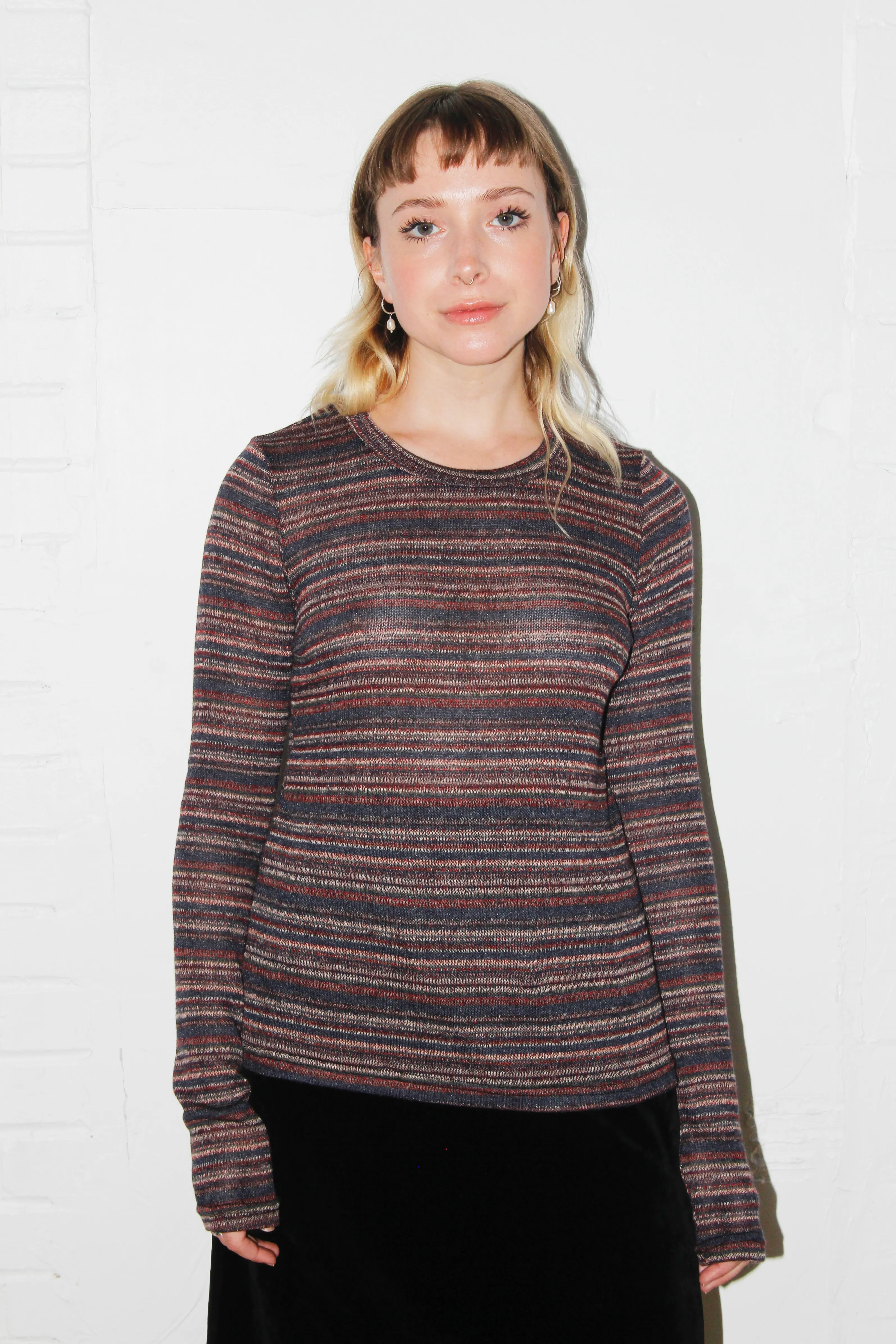 Studio Citizen Long Fitted Top in Striped Knit