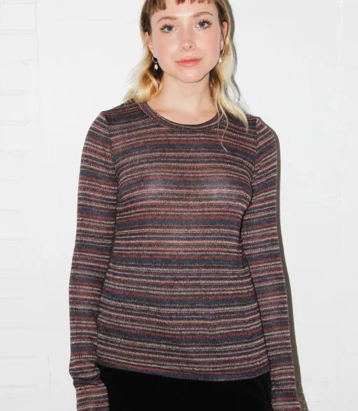 Studio Citizen Long Fitted Top in Striped Knit
