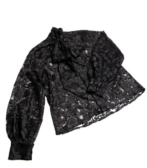Black lace button shirt