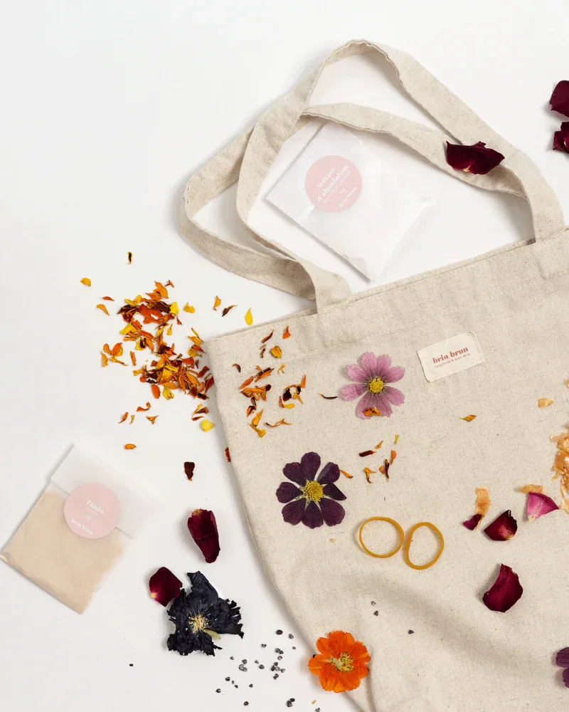 Tote bag set with floral printing