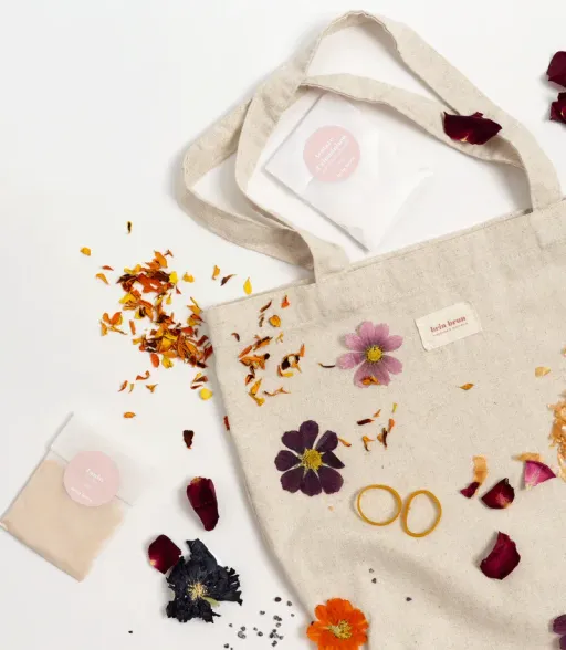 Tote bag set with floral printing