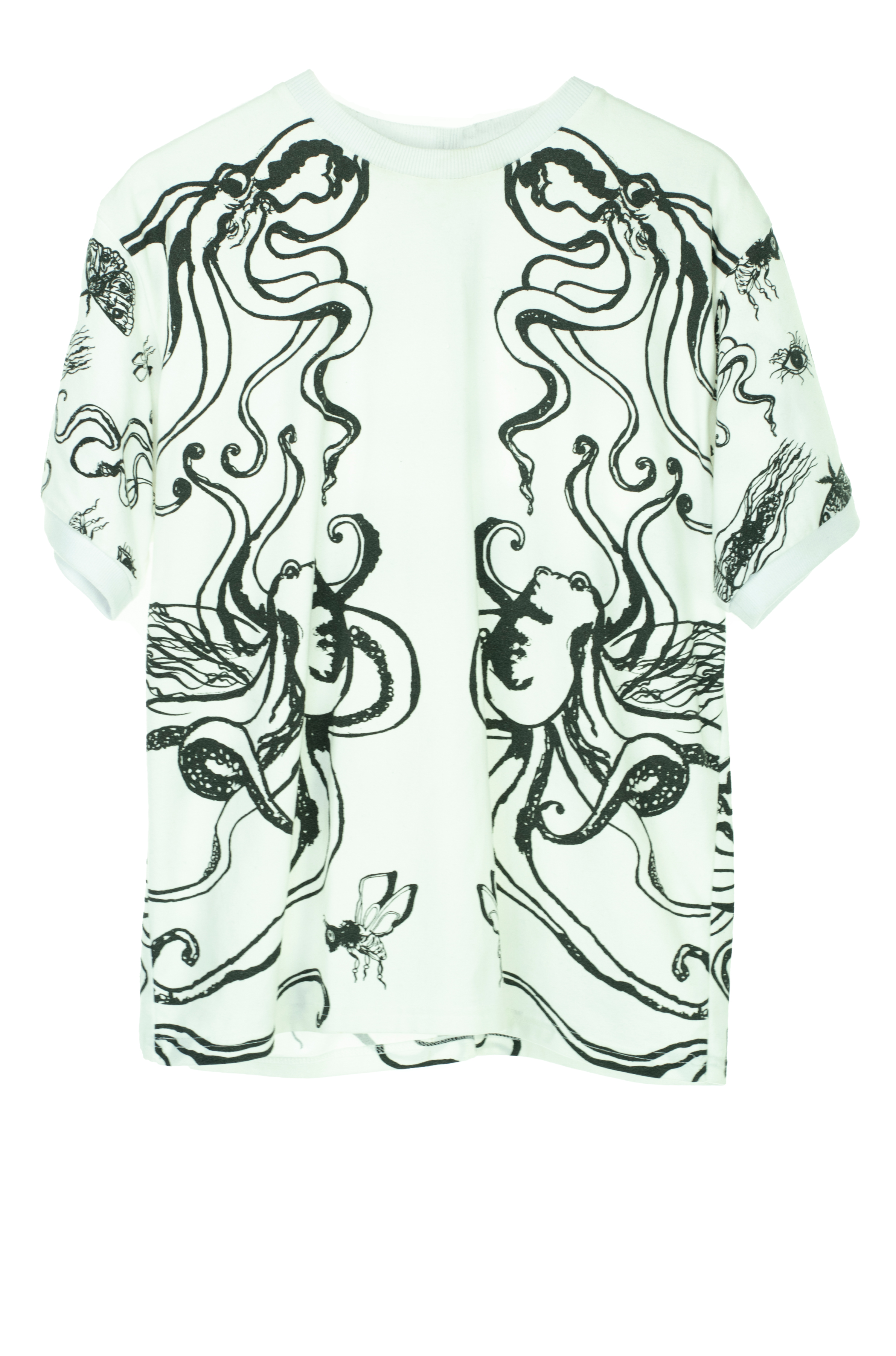 EZOTERIA - White Ezoteria beast and octopod print T-shirt 