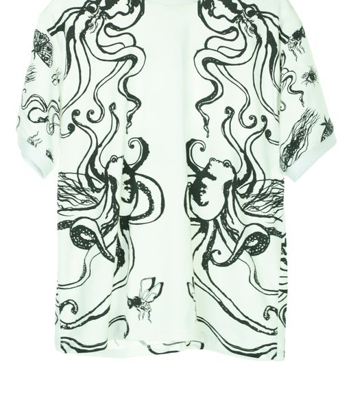 EZOTERIA - White Ezoteria beast and octopod print T-shirt