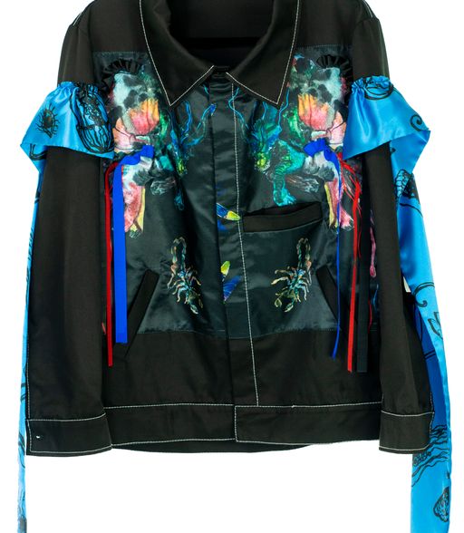 EZOTERIA - BLACK RUFFLED DENIM STYLE JACKET